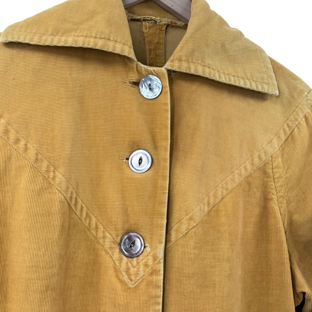 Vintage 1960s Corduroy Swing Coat Jacket Tan Yellow Nardi's of Dallas | L/XL - Picture 6 of 11